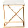 5_Hadley 13 3/4" Wide White Marble Gold Metal Square End Table more views