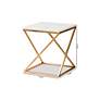 6_Hadley 13 3/4" Wide White Marble Gold Metal Square End Table more views
