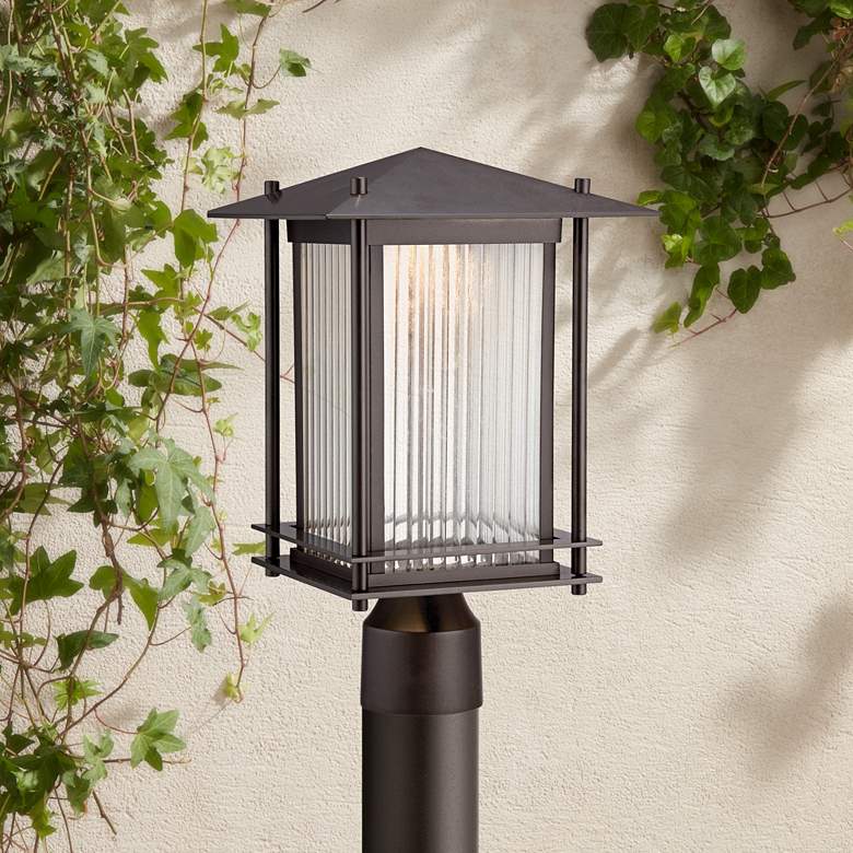 Image 1 Hadley 14 1/2" High Burnished Bronze LED Outdoor Post Light