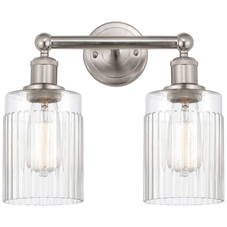 Image 1 Hadley 14" 2-Light Brushed Satin Nickel Bath Light w/ Clear Shade