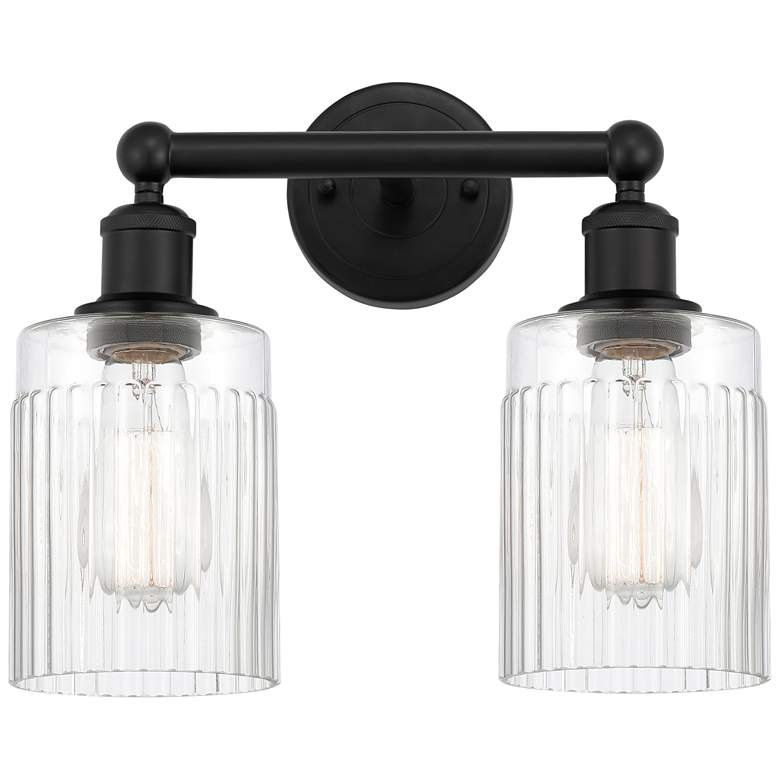 Image 1 Hadley 14" 2-Light Matte Black Bath Light w/ Clear Shade