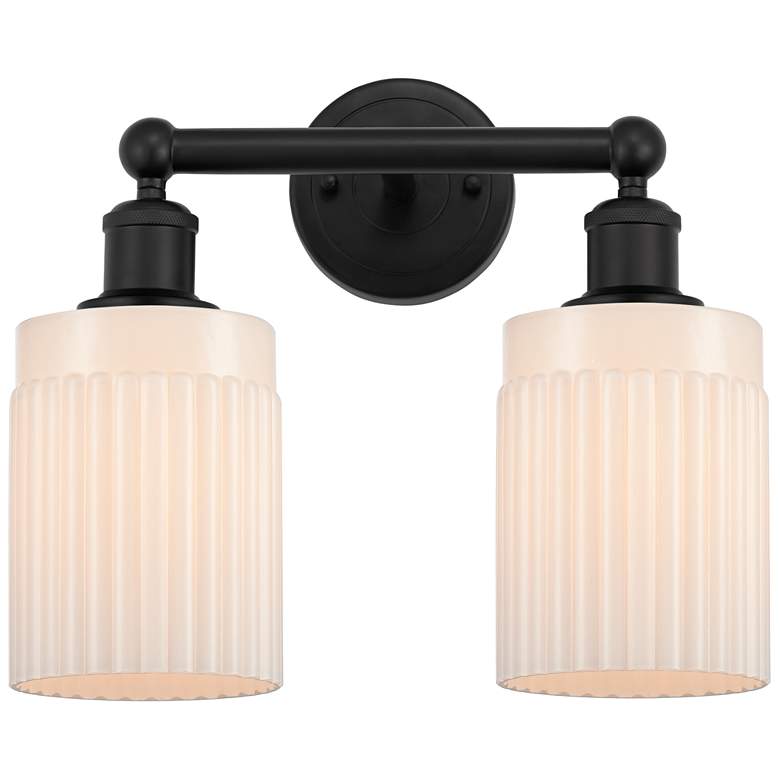 Image 1 Hadley 14" 2-Light Matte Black Bath Light w/ Matte White Shade