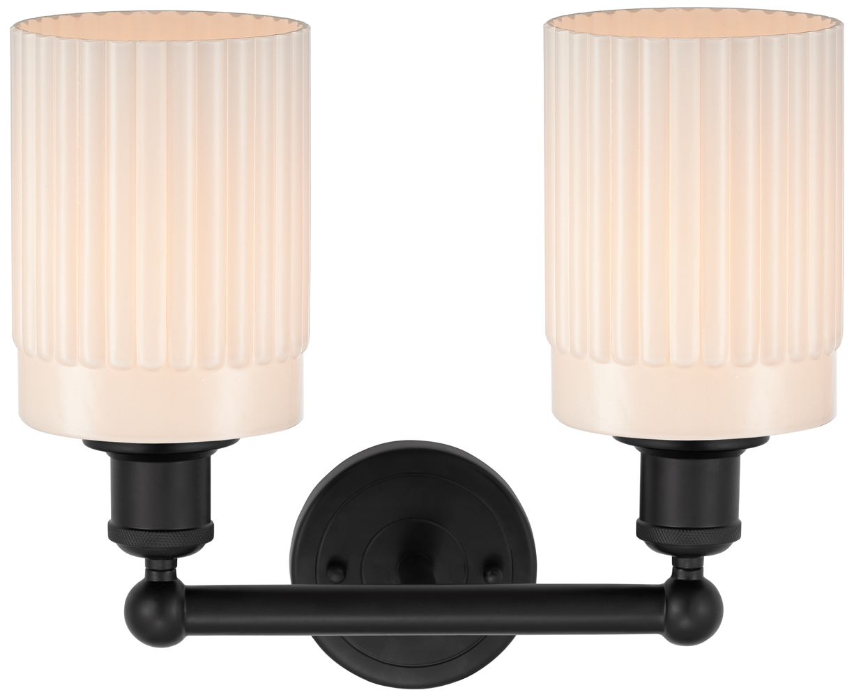 Image 2 Hadley 14" 2-Light Matte Black Bath Light w/ Matte White Shade more views