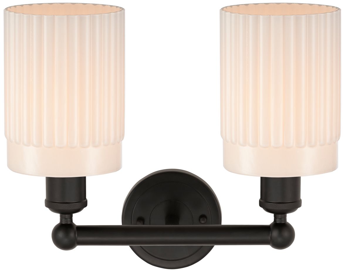 Image 2 Hadley 14" 2-Light Oil Rubbed Bronze Bath Light w/ Matte White Shade more views