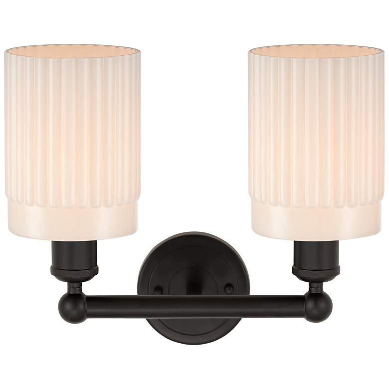 Image 2 Hadley 14" 2-Light Oil Rubbed Bronze Bath Light w/ Matte White Shade more views