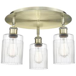 Hadley 16.25" Wide 3 Light Antique Brass Flush Mount With Clear Glass