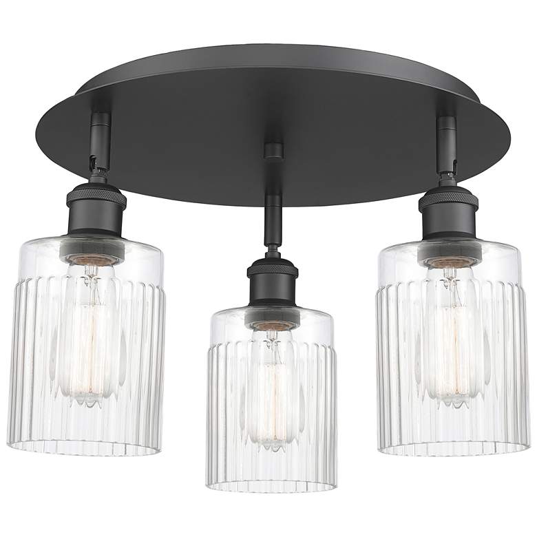 Image 1 Hadley 16.25" Wide 3 Light Matte Black Flush Mount With Clear Glass Sh