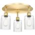 Hadley 16.25" Wide 3 Light Satin Gold Flush Mount With Clear Glass Sha
