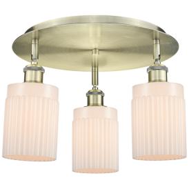 Hadley 16.25"W 3 Light Antique Brass Flush Mount w/ Matte White Glass Hadley 16.25"W 3 Light Antique Brass Flush Mount w/ Matte White Glass