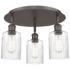 Hadley 16.25"W 3 Light Oil Rubbed Bronze Flush Mount With Clear Glass 