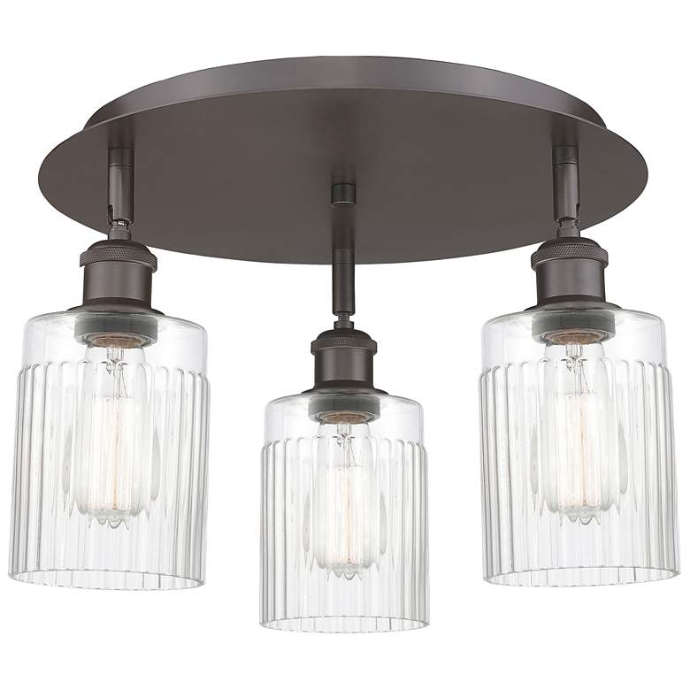 Image 1 Hadley 16.25"W 3 Light Oil Rubbed Bronze Flush Mount With Clear Glass