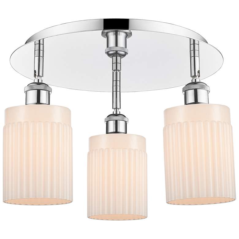 Image 1 Hadley 16.25"W 3 Light Polished Chrome Flush Mount w/ White Shade