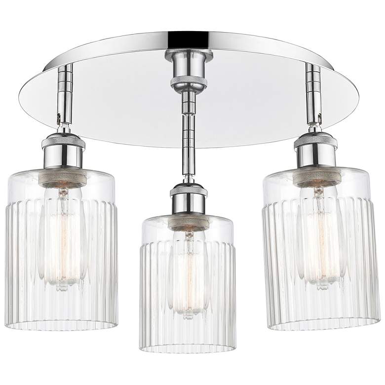 Image 1 Hadley 16.25"W 3 Light Polished Chrome Flush Mount With Clear Glass Sh