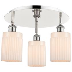 Hadley 16.25"W 3 Light Polished Nickel Flush Mount w/ White Shade
