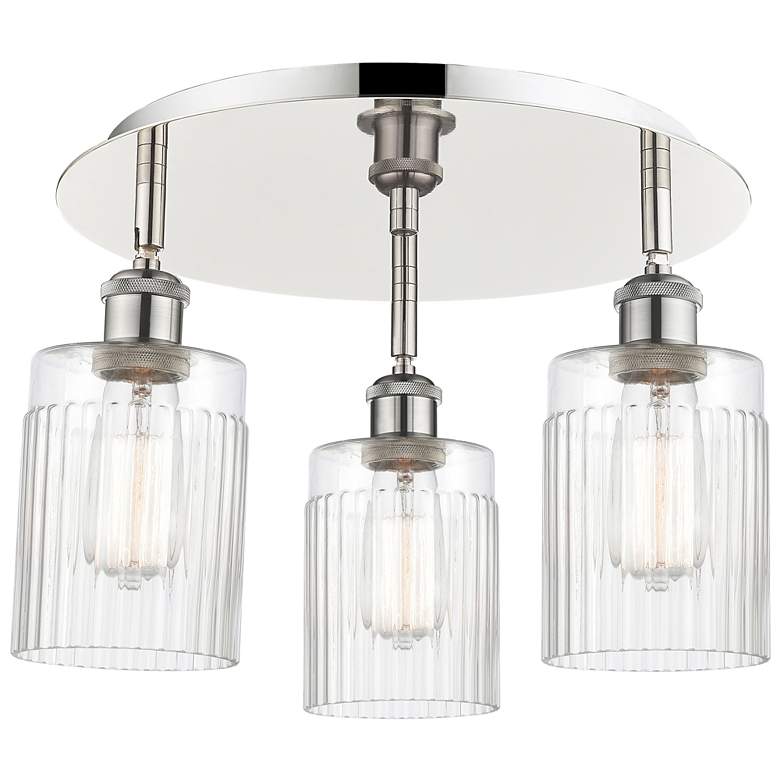 Image 1 Hadley 16.25"W 3 Light Polished Nickel Flush Mount With Clear Glass Sh