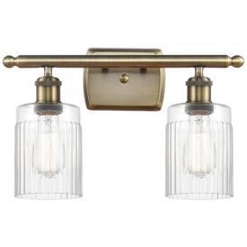 Hadley 16" 2-Light Antique Brass Bath Light w/ Clear Shade Hadley 16" 2-Light Antique Brass Bath Light w/ Clear Shade