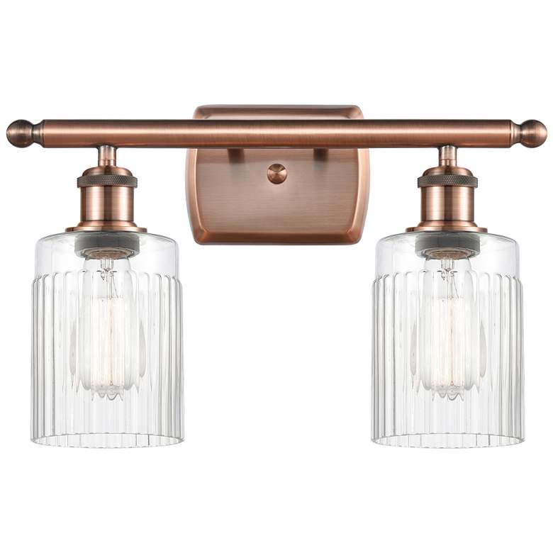 Image 1 Hadley 16" 2-Light Antique Copper Bath Light w/ Clear Shade