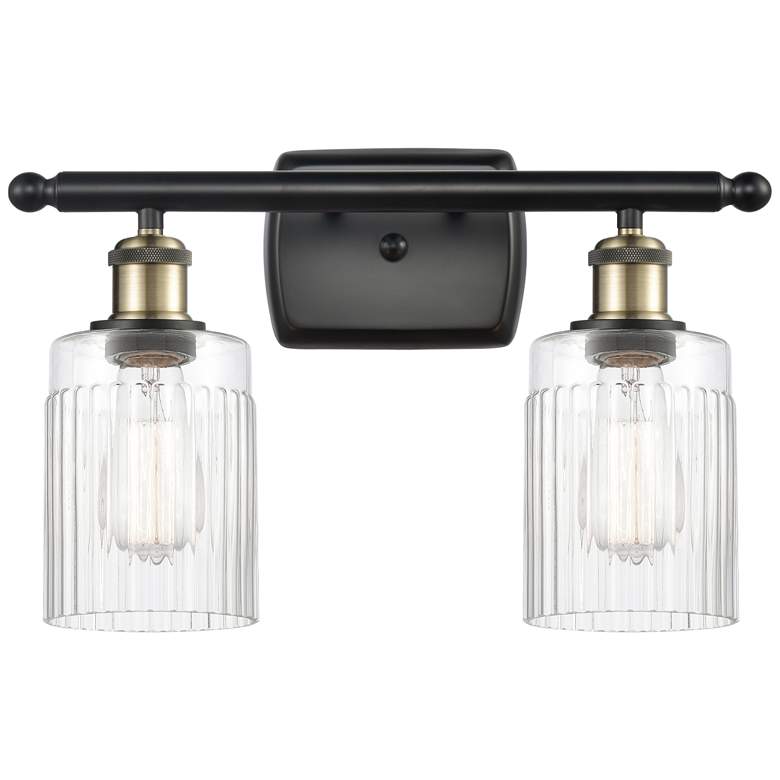 Image 1 Hadley 16" 2-Light Black Antique Brass Bath Light w/ Clear Shade