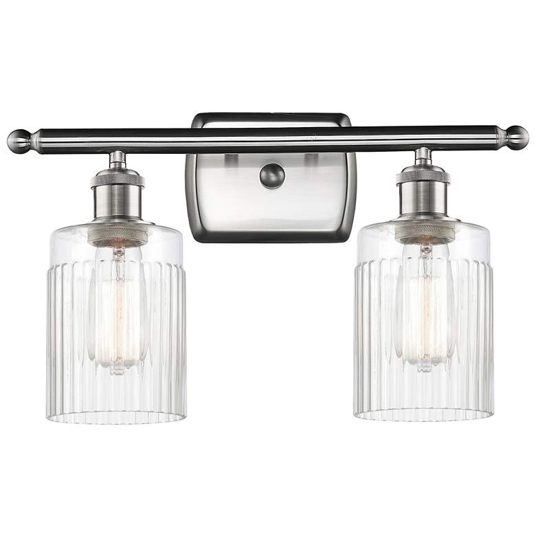 Image 1 Hadley 16" 2-Light Brushed Satin Nickel Bath Light w/ Clear Shade