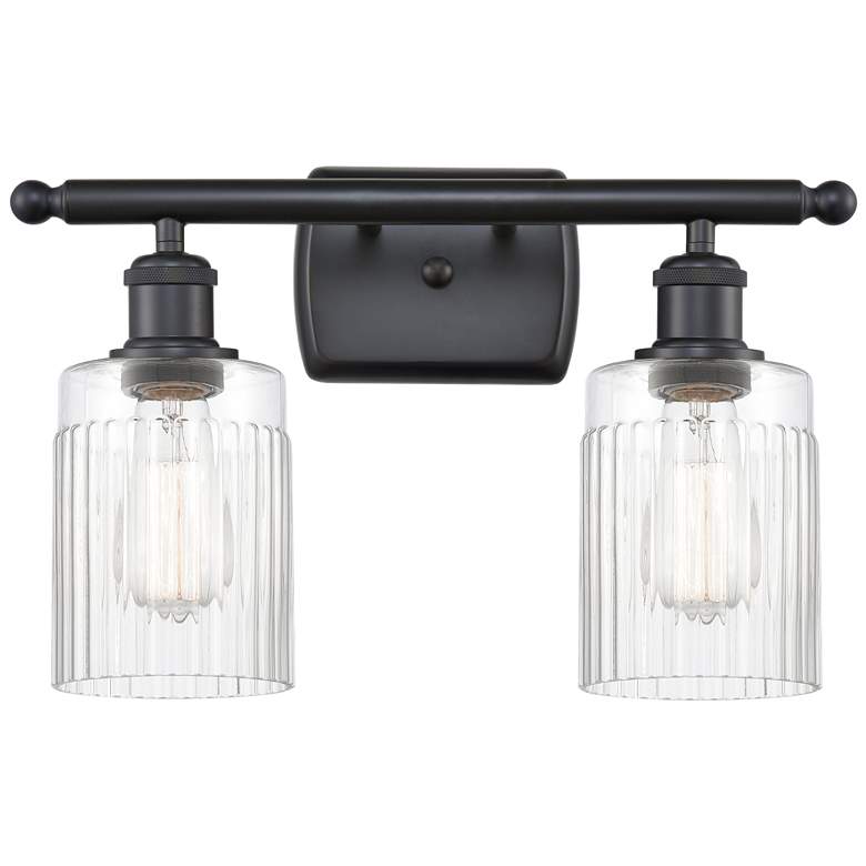 Image 1 Hadley 16" 2-Light Matte Black Bath Light w/ Clear Shade