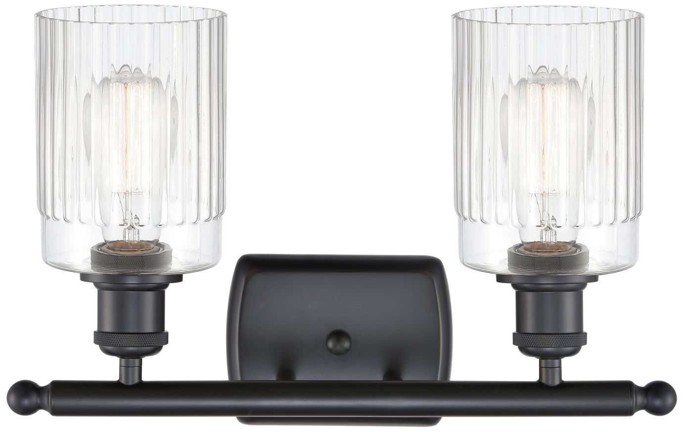 Image 2 Hadley 16" 2-Light Matte Black Bath Light w/ Clear Shade more views