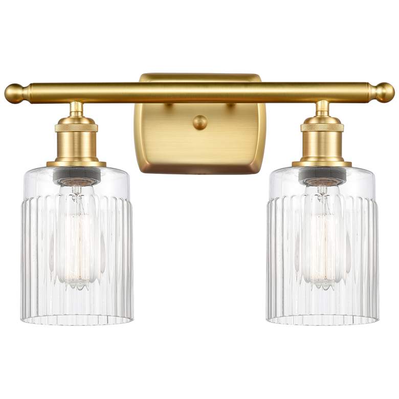 Image 1 Hadley 16" 2-Light Satin Gold Bath Light w/ Clear Shade