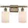 Hadley 16" Wide 2 Light Antique Brass Bath Vanity Light w/ White Shade