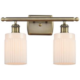 Hadley 16" Wide 2 Light Antique Brass Bath Vanity Light w/ White Shade Hadley 16" Wide 2 Light Antique Brass Bath Vanity Light w/ White Shade