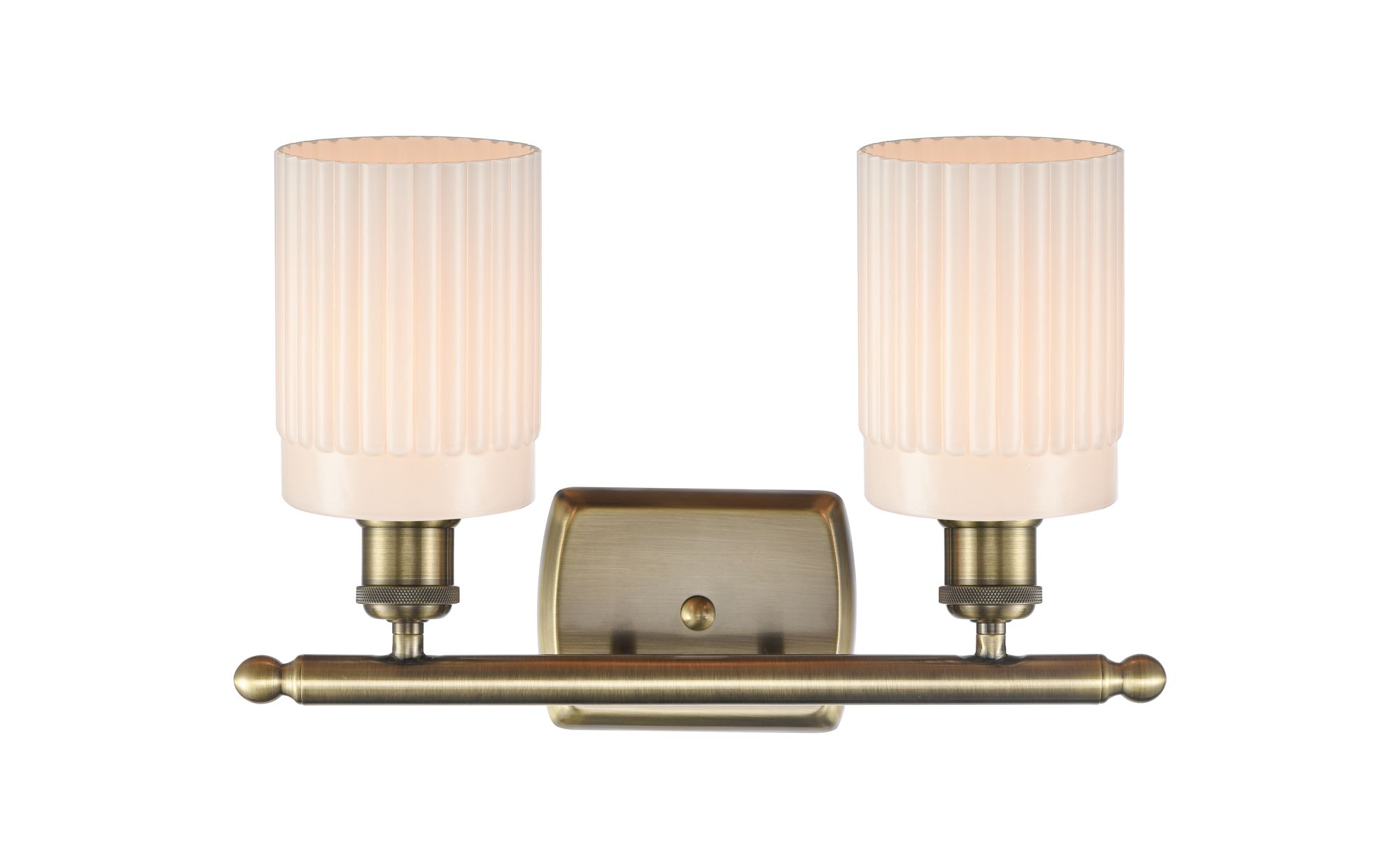 Image 2 Hadley 16" Wide 2 Light Antique Brass Bath Vanity Light w/ White Shade more views