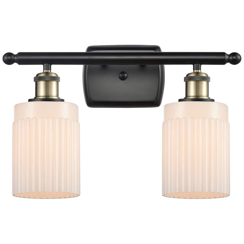 Image 1 Hadley 16" Wide 2 Light Black Brass Bath Vanity Light w/ Matte White S