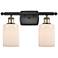 Hadley 16" Wide 2 Light Black Brass Bath Vanity Light w/ Matte White S