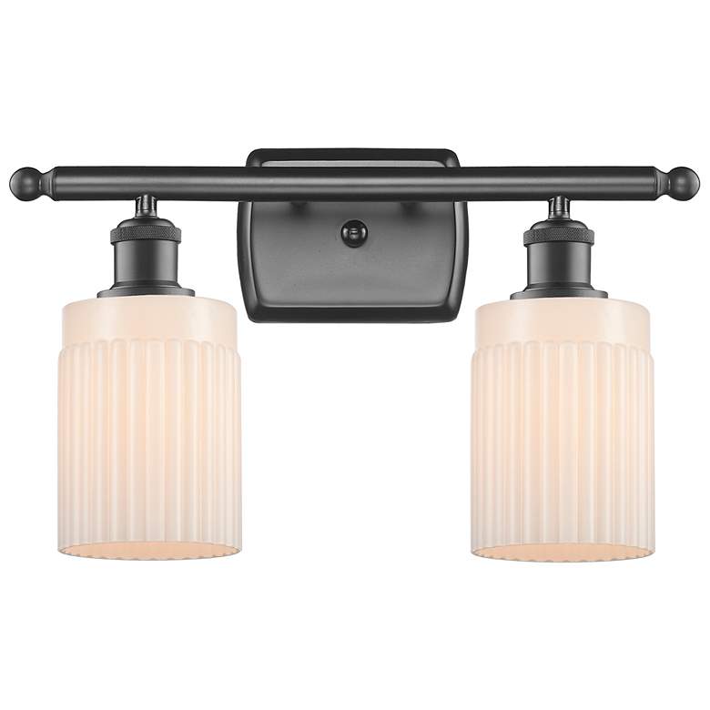 Image 1 Hadley 16" Wide 2 Light Bronze Bath Vanity Light w/ Matte White Shade