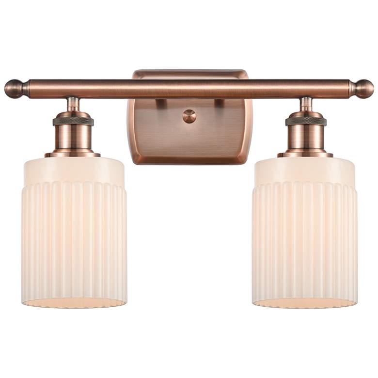 Image 1 Hadley 16" Wide 2 Light Copper Bath Vanity Light w/ Matte White Shade