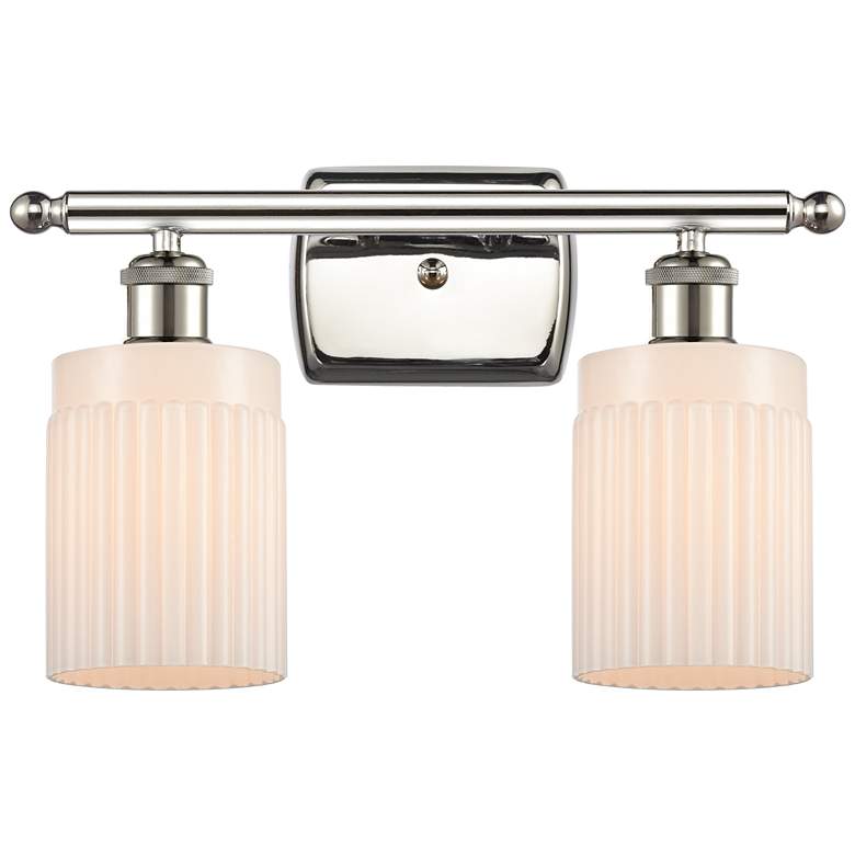 Image 1 Hadley 16" Wide 2 Light Polished Nickel Bath Vanity Light w/ White Sha