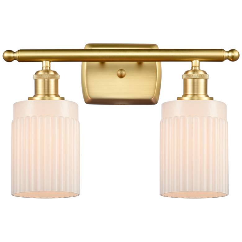 Image 1 Hadley 16" Wide 2 Light Satin Gold Bath Vanity Light w/ Matte White Sh