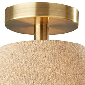 Image5 of Hadley 18"W Antique Brass Ceiling Light with Natural Shade more views