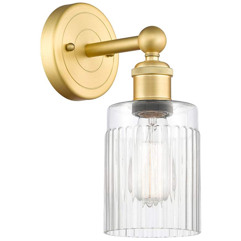 Image 1 Hadley 2.6" High Satin Gold Sconce With Clear Shade