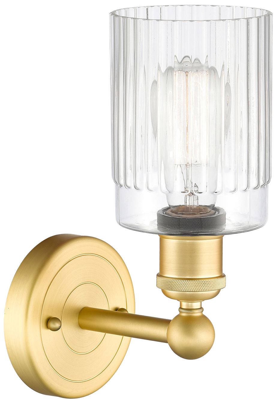 Image 2 Hadley 2.6" High Satin Gold Sconce With Clear Shade more views