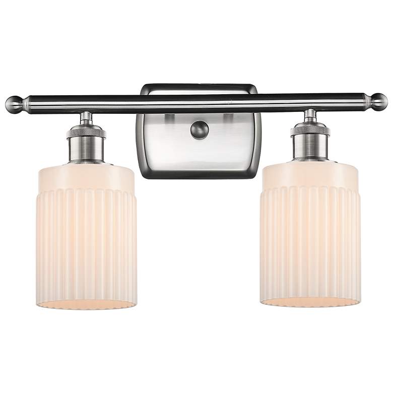 Image 1 Hadley 2 Light 16" LED Bath Light - Brushed Satin Nickel - White Shade