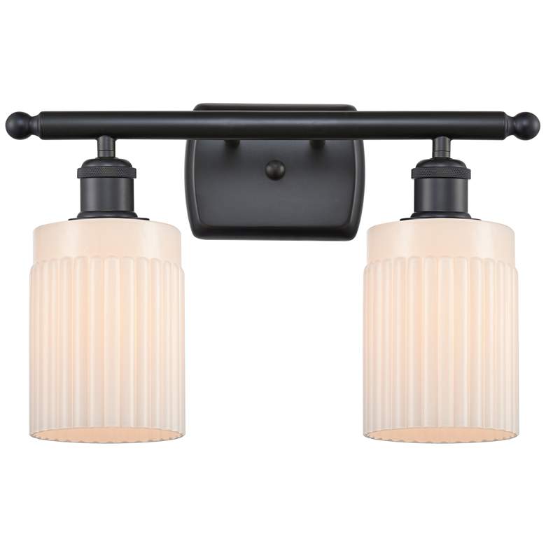 Image 1 Hadley 2 Light 16" LED Bath Light - Matte Black - Matte White Shade