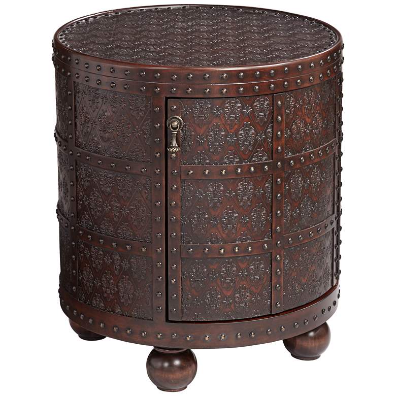 Image 2 Hadley 21 3/4" Wide Nailhead Trim Round Accent Table