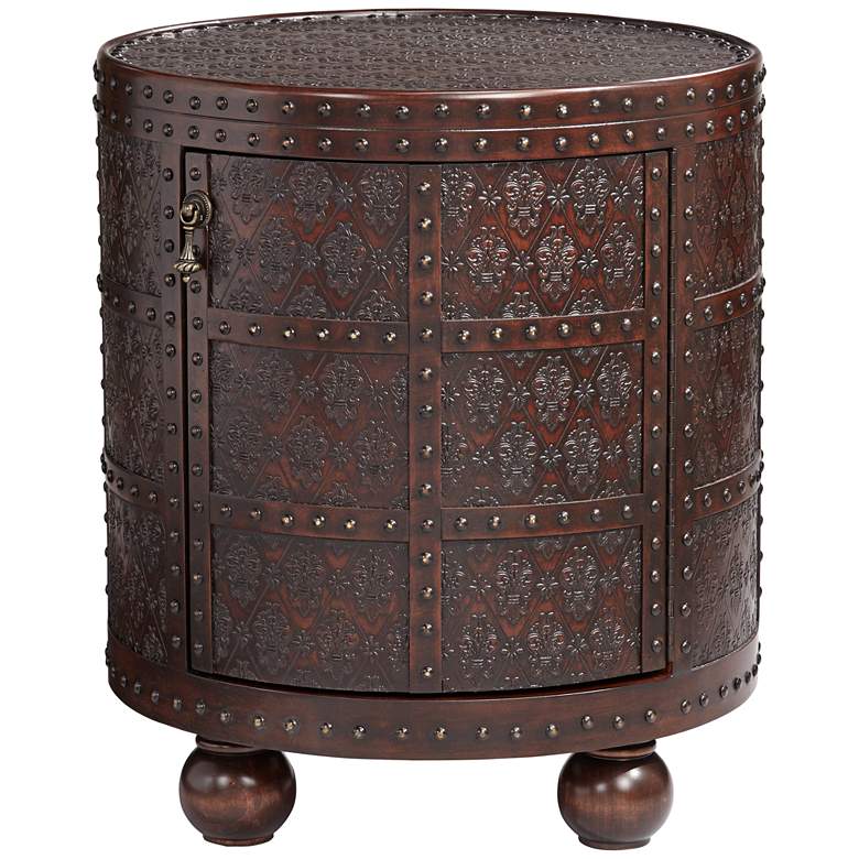 Image 6 Hadley 21 3/4" Wide Nailhead Trim Round Accent Table more views