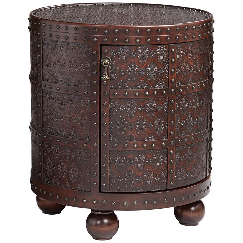 Image 7 Hadley 21 3/4" Wide Nailhead Trim Round Accent Table more views