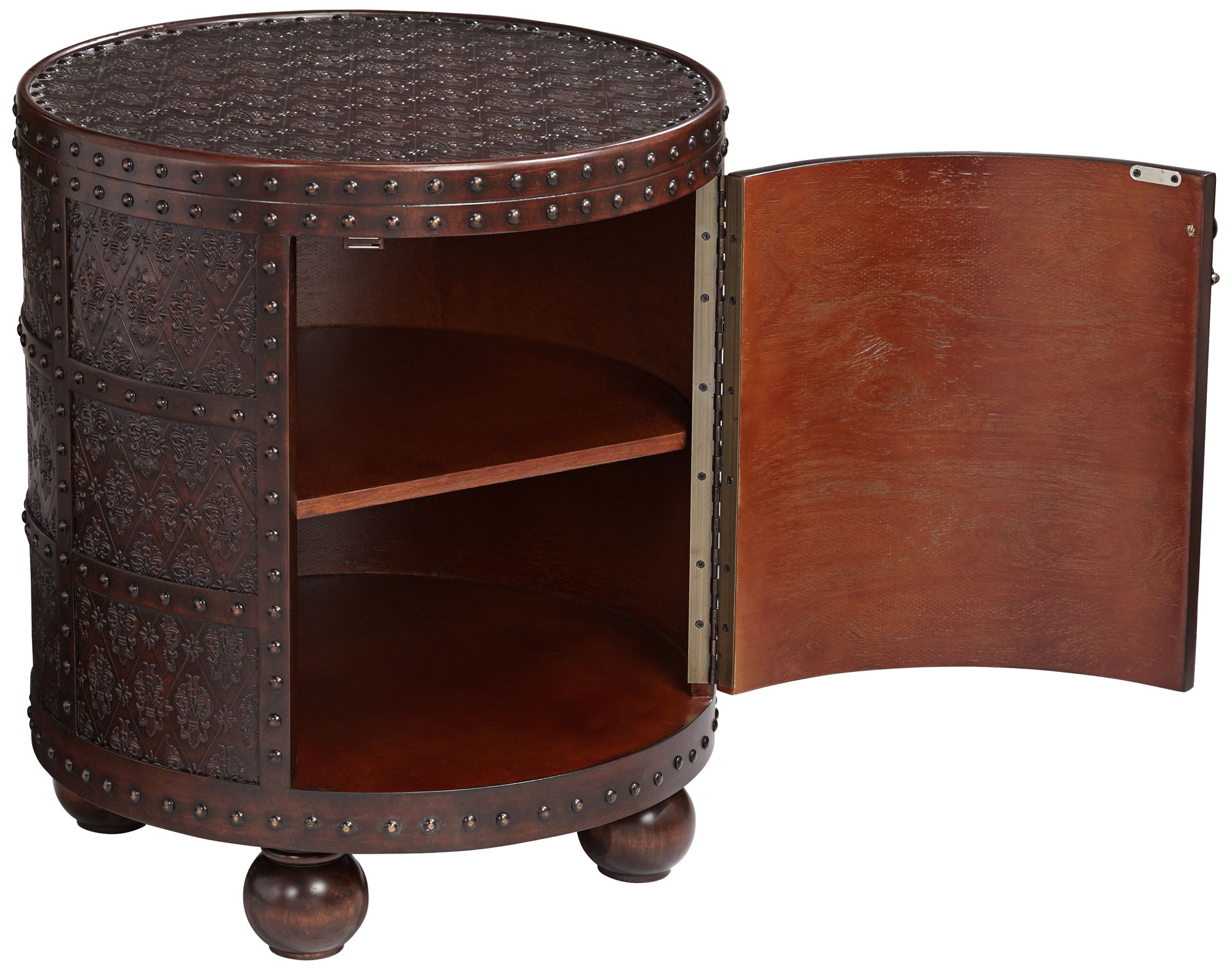 Hadley 21 3/4" Wide Nailhead Trim Round Accent Table