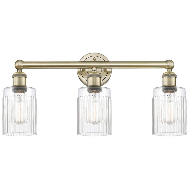 Image 1 Hadley 22.5" Wide 3 Light Antique Brass Bath Vanity Light With Clear S