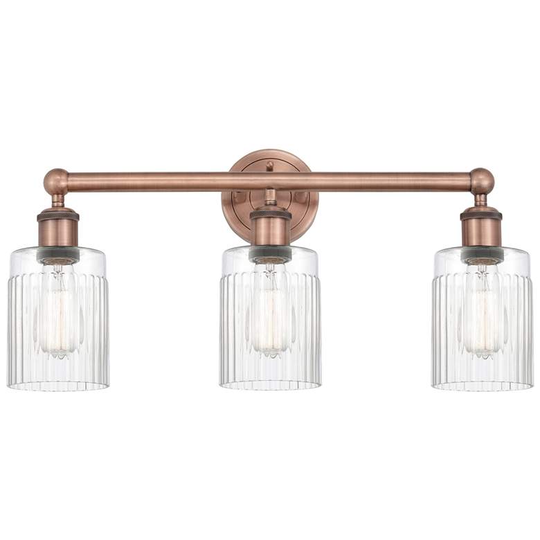 Image 1 Hadley 22.5" Wide 3 Light Antique Copper Bath Vanity Light With Clear