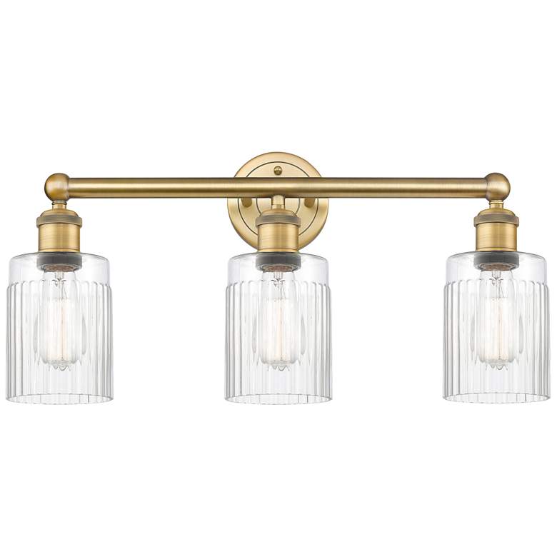 Image 1 Hadley 22.5" Wide 3 Light Brushed Brass Bath Vanity Light With Clear S