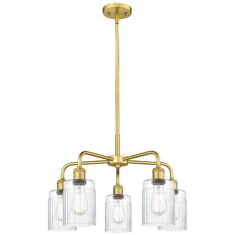 Image 1 Hadley 22.5" Wide 5 Light Satin Gold Stem Hung Chandelier With Clear S