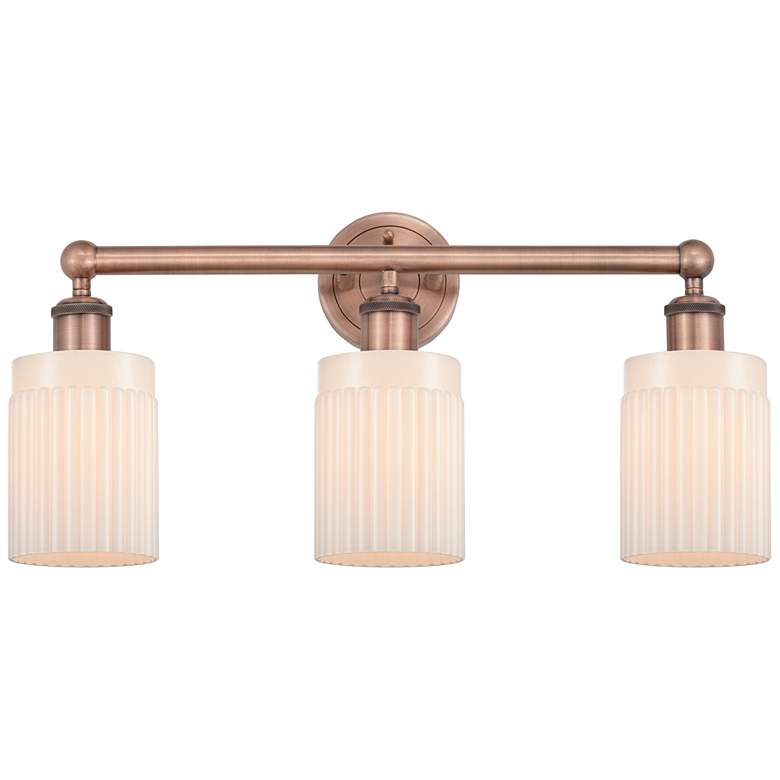Image 1 Hadley 22.5"W 3 Light Antique Copper Bath Vanity Light With White Shad