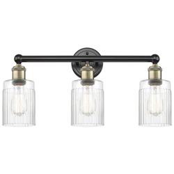 Hadley 22.5&quot;W 3 Light Black Antique Brass Bath Light With Clear Shade